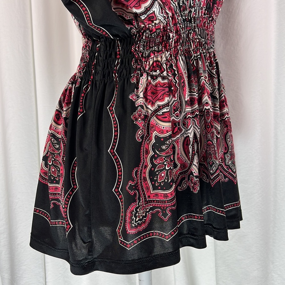 HeartSoul L Black/Burgundy Patterned Blouse - Picture 8 of 13